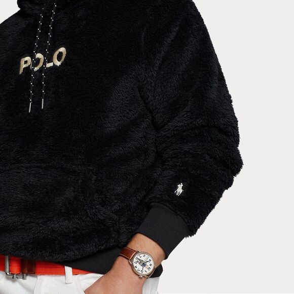 POLO RALPH LAUREN MEN'S SIZE MEDIUM CURLY BLACK HI-PILE SHERPA FLEECE HOODIE - Picture 3 of 8